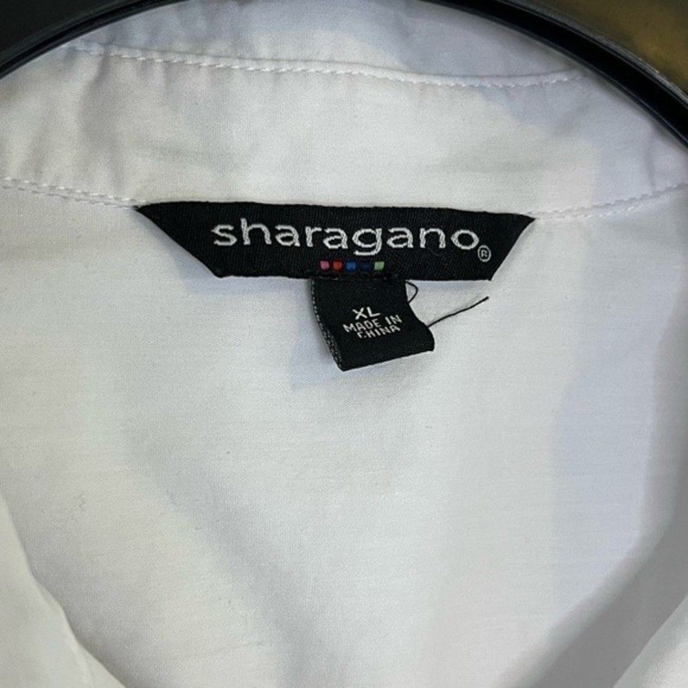Sharagano White Button Down Collared Top Size Xl - image 3
